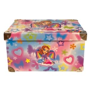 Vintage Lisa Frank Rainbow Angel Cat Box with sticker sheet coloring book